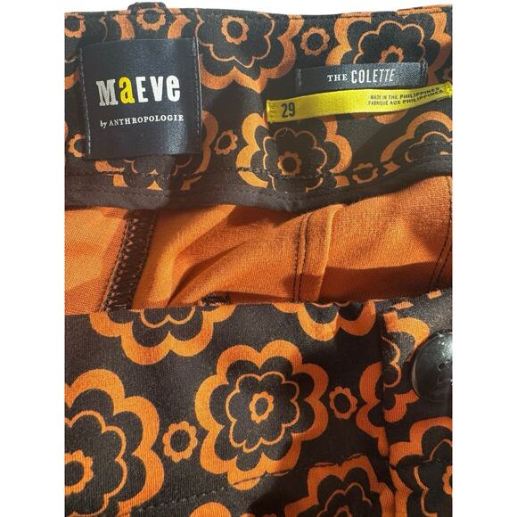 NWT Maeve Anthropologie The Colette Crop Wide Leg Ponte Pants Orange Black 29 - Picture 6 of 7